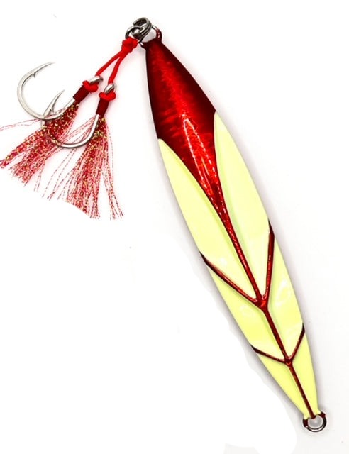 JohnnyJigs, Falling Leaf Red/Gold Glow Slow Pitch Jig