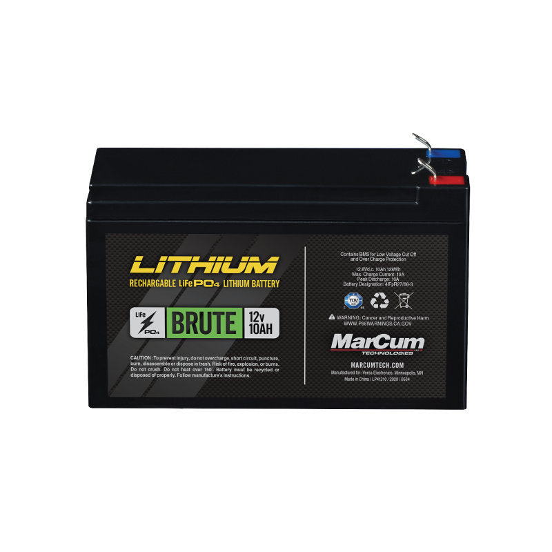 MARCUM, MarCum Brute Lithium 12V 10AH LIFEPO4 Battery and 3amp Charger Kit