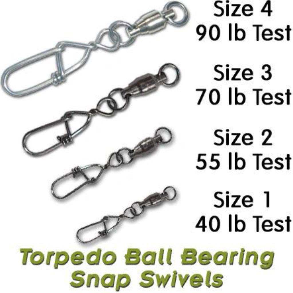 TORPEDO, Torpedo Ball Bearing Snap Swivels (10 Pack)